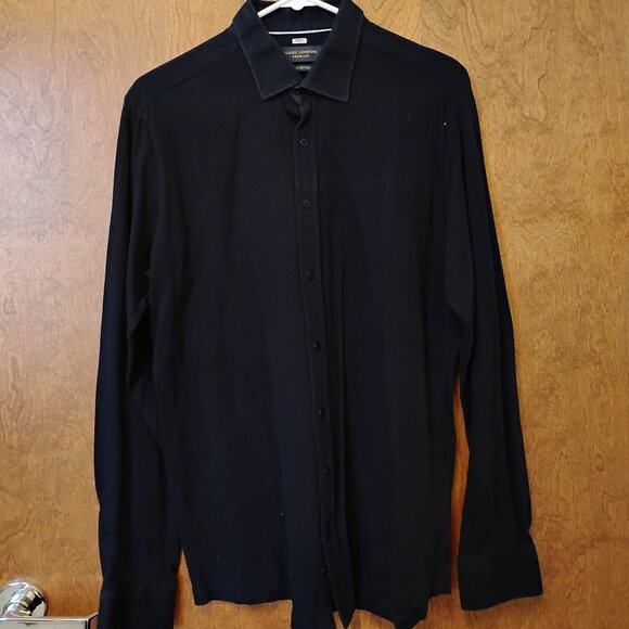 Guide London Navy Pique Knit Long Sleeve Button Up - Picture 3 of 3